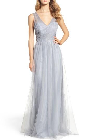 Women's Hayley Paige Occasions Illusion Gown - Grey