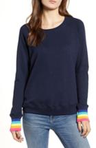 Women's Sundry Midnight Stripe Cuff Cotton Blend Sweatshirt