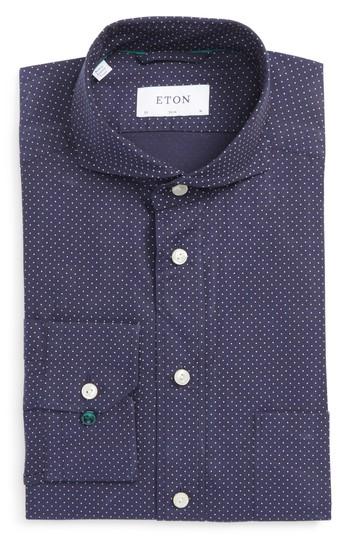 Men's Eton Slim Fit Microdot Dress Shirt - Blue