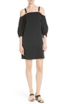 Women's Tibi Cold Shoulder Suspender Shift Dress - Black