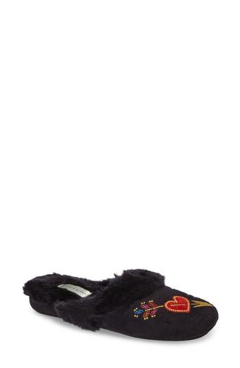 Women's Patricia Green Heart & Arrow Slipper M - Black