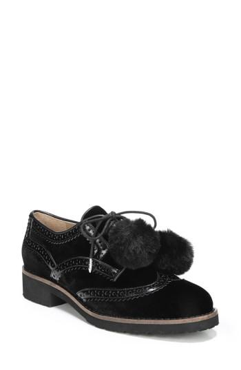 Women's Sam Edelman Dahl Oxford With Faux Fur Pompom .5 M - Black