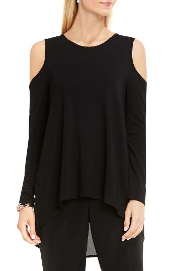 Women's Vince Camuto Cold Shoulder Mixed Media Top - Black