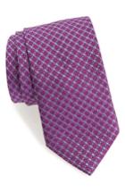 Men's David Donahue Grid Silk Tie, Size - Pink