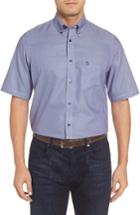 Men's Nordstrom Men's Shop 'classic' Smartcare(tm) Regular Fit Short Sleeve Cotton Sport Shirt, Size - Blue