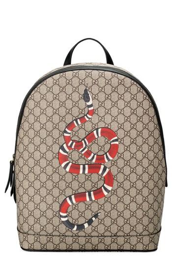 Men's Gucci Kingsnake Gg Supreme Backpack - Black