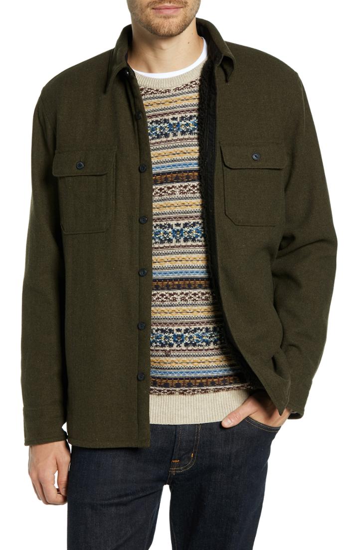 Men's 1901 Lined Wool Blend Shirt Jacket - Green