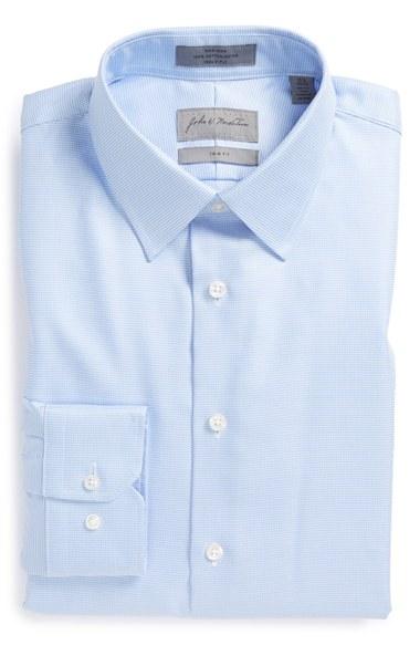 Men's John W. Nordstrom Trim Fit Non-iron Houndstooth Dress Shirt