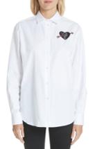 Women's Valentino Love Story Embroidered Heart Poplin Blouse - White
