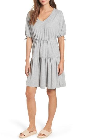 Women's Caslon Gathered Tie Cotton Blend Dress - Grey