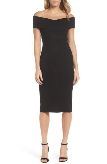 Women's Michael Michael Kors Off The Shoulder Midi Dress - Black