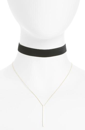 Women's Bp. Velvet Choker & Bar Necklace