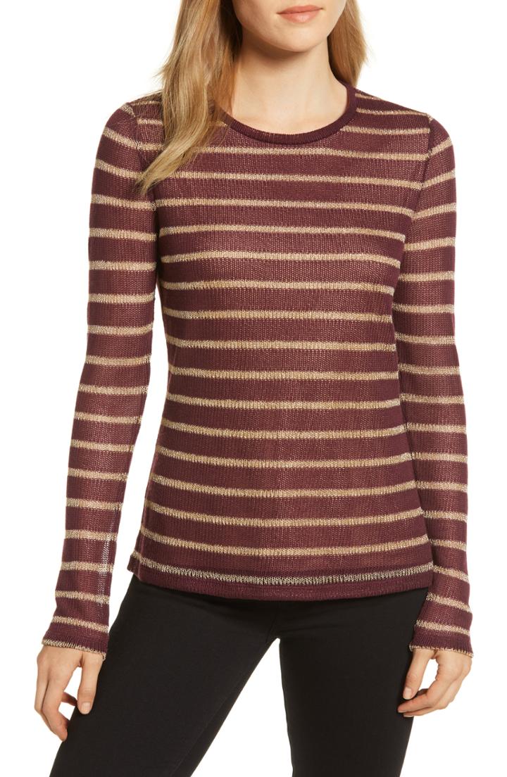 Women's Michael Michael Kors Metallic Striped Pullover - Red