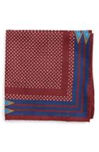 Men's Eton Dot Silk Pocket Square, Size - Burgundy