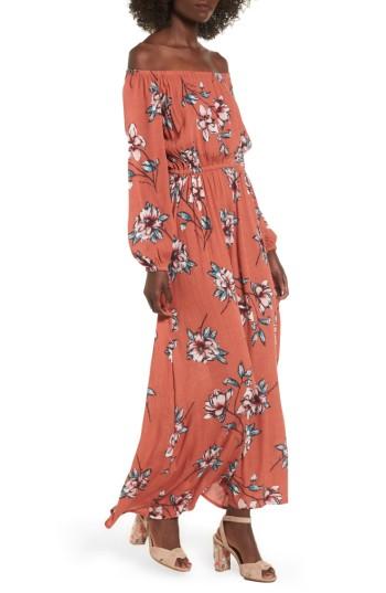 Women's Billabong Crystal Ball Off The Shoulder Maxi Dress - Pink