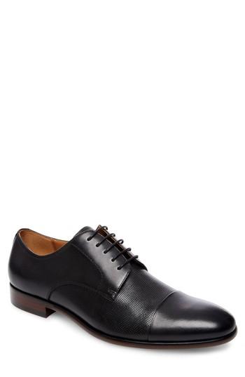 Men's Steve Madden Preston Textured Cap Toe Derby M - Black