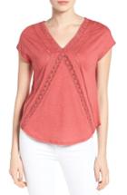 Women's Caslon Lace Trim V-neck Top - Red