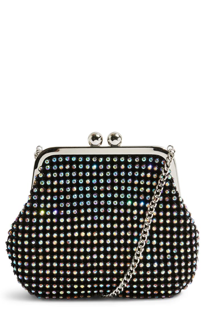 Topshop Crystal Embellished Shoulder Bag - Beige