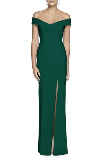 Women's Dessy Collection Off The Shoulder Crossback Gown - Green