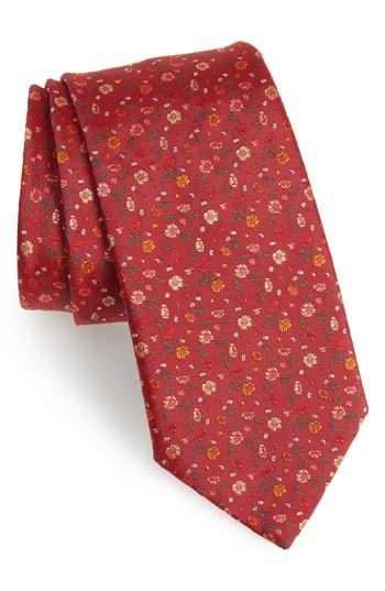 Men's John Varvatos Floral Silk Tie, Size - Red