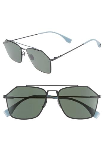 Men's Fendi 56mm Polarized Navigator Sunglasses - Grey