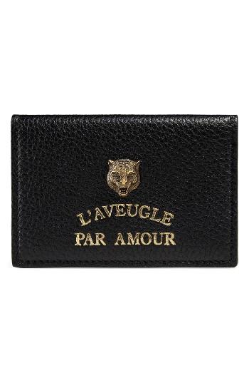 Gucci L'aveugle Par Amour Leather Card Case - Black