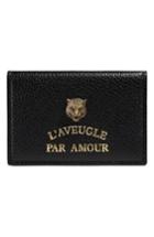 Gucci L'aveugle Par Amour Leather Card Case - Black
