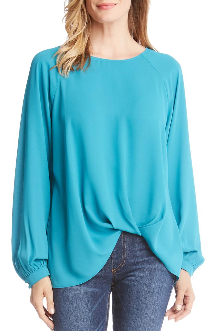 Women's Karen Kane Twist Hem Blouse - Blue/green