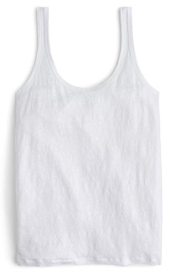Women's J.crew Scoop Neck Linen Tank Top, Size - White
