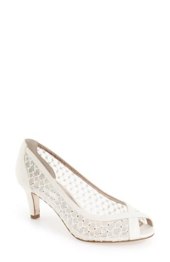 Women's Adrianna Papell 'zandra' Crystal Embellished Peep Toe Pump M - Ivory
