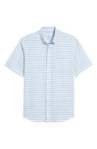 Men's Southern Tide Toe Side Stripe Short Sleeve Sport Shirt, Size - Blue