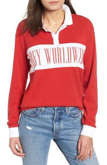 Women's Obey Live Oak Cotton Blend Rugby Shirt - Red