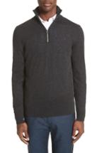 Men's Burberry Rawlins Quarter Zip Cashmere Blend Sweater, Size - Blue