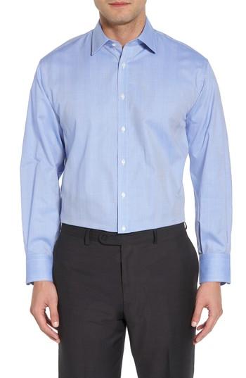 Men's Nordstrom Men's Shop Classic Fit Herringbone Dress Shirt 32 - Blue
