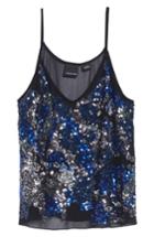 Women's Trouve Sequin Sheer Cami - Black