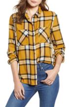 Women's Bp. Plaid Flannel Shirt - Yellow