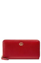 Women's Gucci Petite Marmont Leather Zip Around Wallet - Red