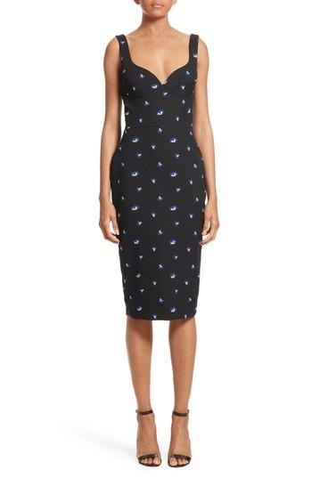 Women's Victoria Beckham Floral Print Pencil Dress Us / 6 Uk - Black