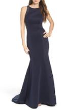 Women's La Femme Embellished Mermaid Gown - Blue