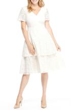 Women's Gal Meets Glam Collection Doris Bow Back Tiered Skirt Lace Dress - Ivory
