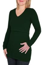 Women's Nurture-elle Long Sleeve Nursing Maternity Tee - Green