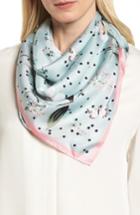 Women's Kate Spade New York Botanical Patchwork Square Silk Scarf, Size - Green