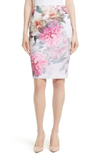Women's Ted Baker London Melodey Painted Posie Pencil Skirt - Pink