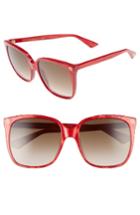Women's Gucci 57mm Square Sunglasses - Pearl Red/ Brown