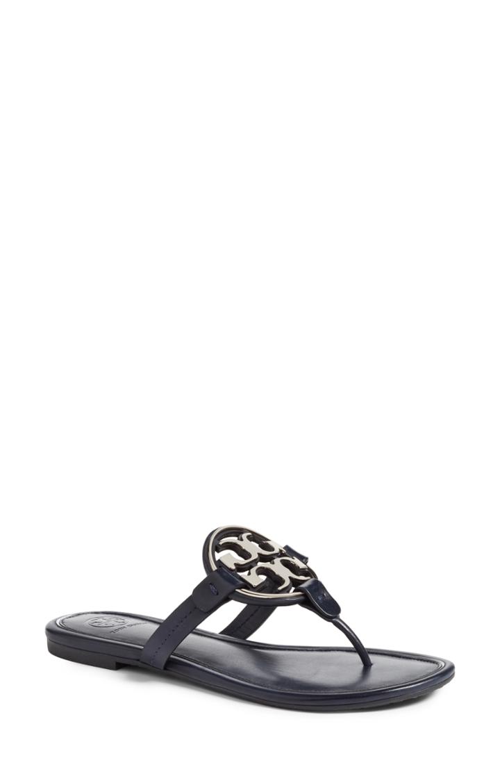 Women's Tory Burch Metal Miller Flip Flop .5 M - Blue