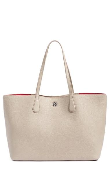 Tory Burch 'perry' Leather Tote - Grey
