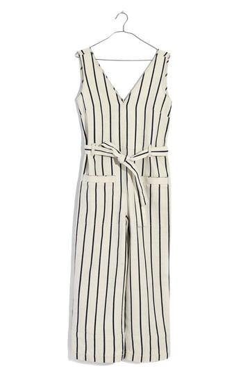 Women's Madewell Stripe Jumpsuit, Size - Blue