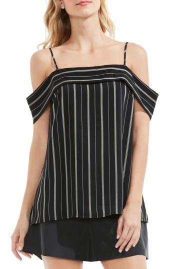 Women's Vince Camuto Stripe Off The Shoulder Top - Black