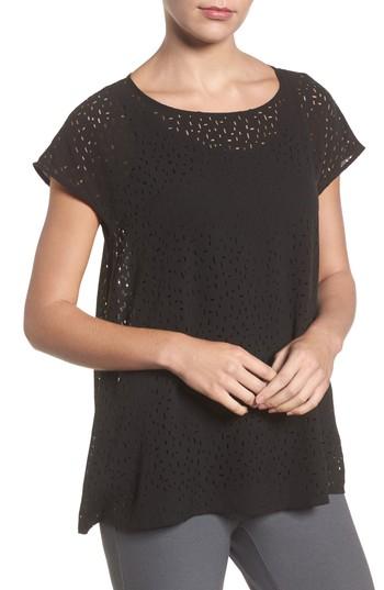 Women's Eileen Fisher Cutwork Silk Top - Black