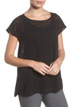 Women's Eileen Fisher Cutwork Silk Top - Black